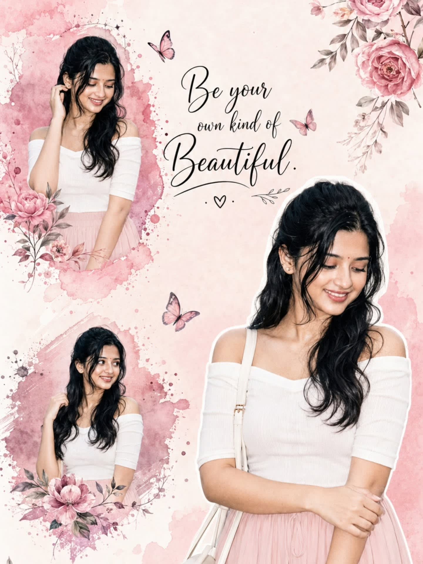 Pink Scrapbook Collage Indian Girl — Garden Pose – woman in a garden, AI image made with Nano Banana Pro