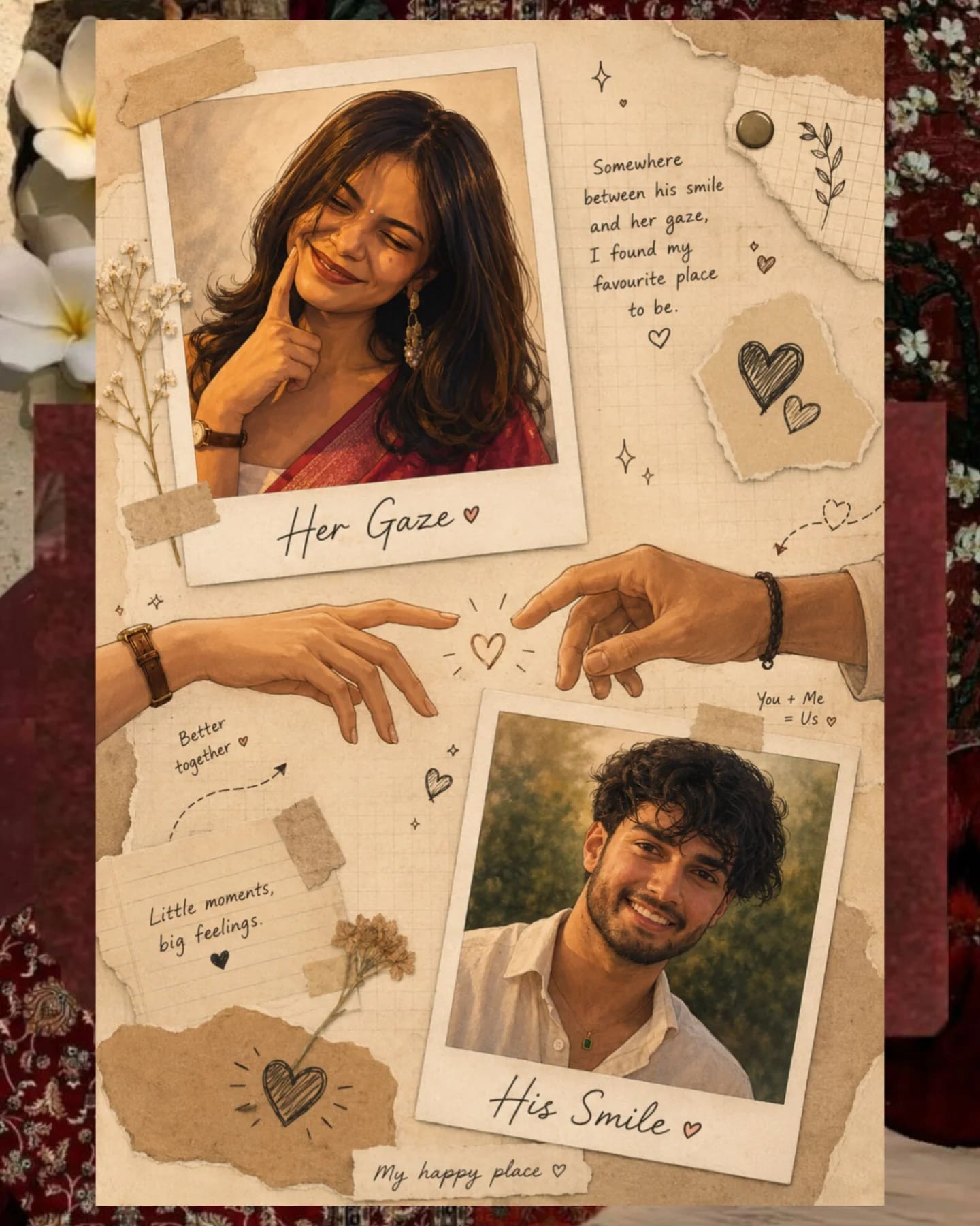 Romantic Polaroid Scrapbook Couple Collage – couple, AI image made with ChatGPT