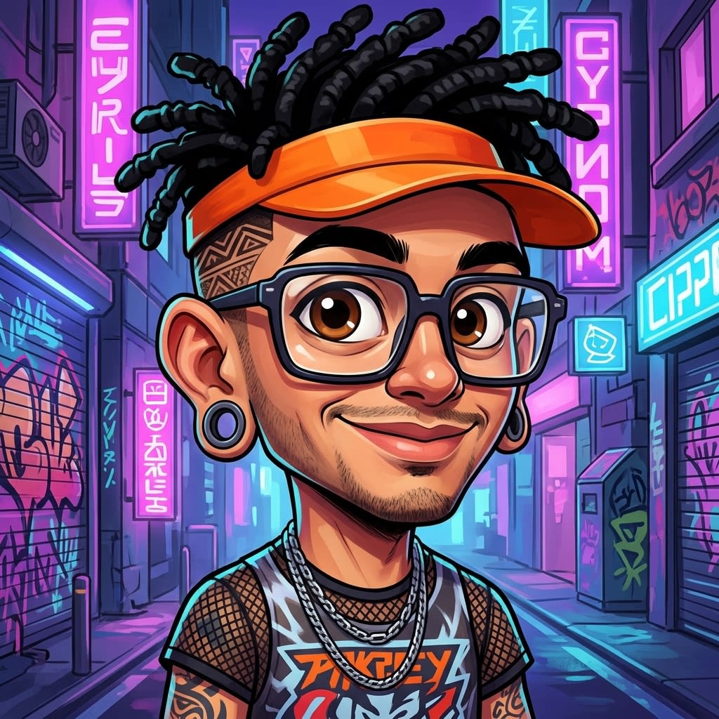 Korean Man Y2K Caricature Portrait – man, AI image made with Nano Banana Pro