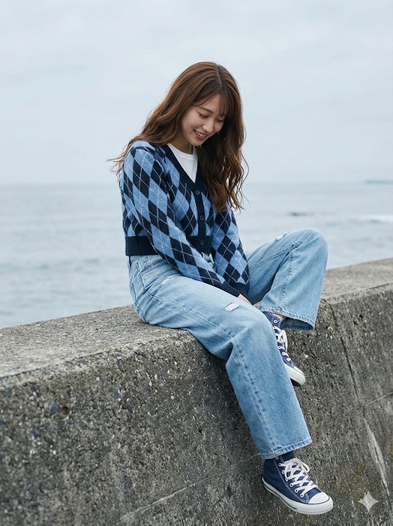 High-Key Soft Daylight Lifestyle Portrait – woman in denim in an open field, AI image made with Nano Banana Pro