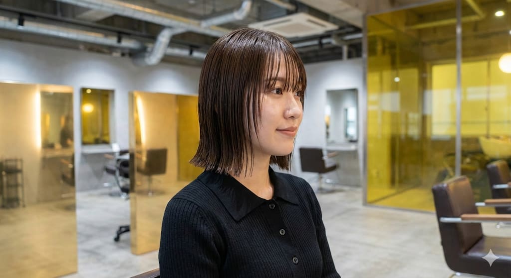 Warm Indoor Cozy Ambient Candid Portrait – woman in a cardigan in a photo studio, AI image made with Nano Banana Pro