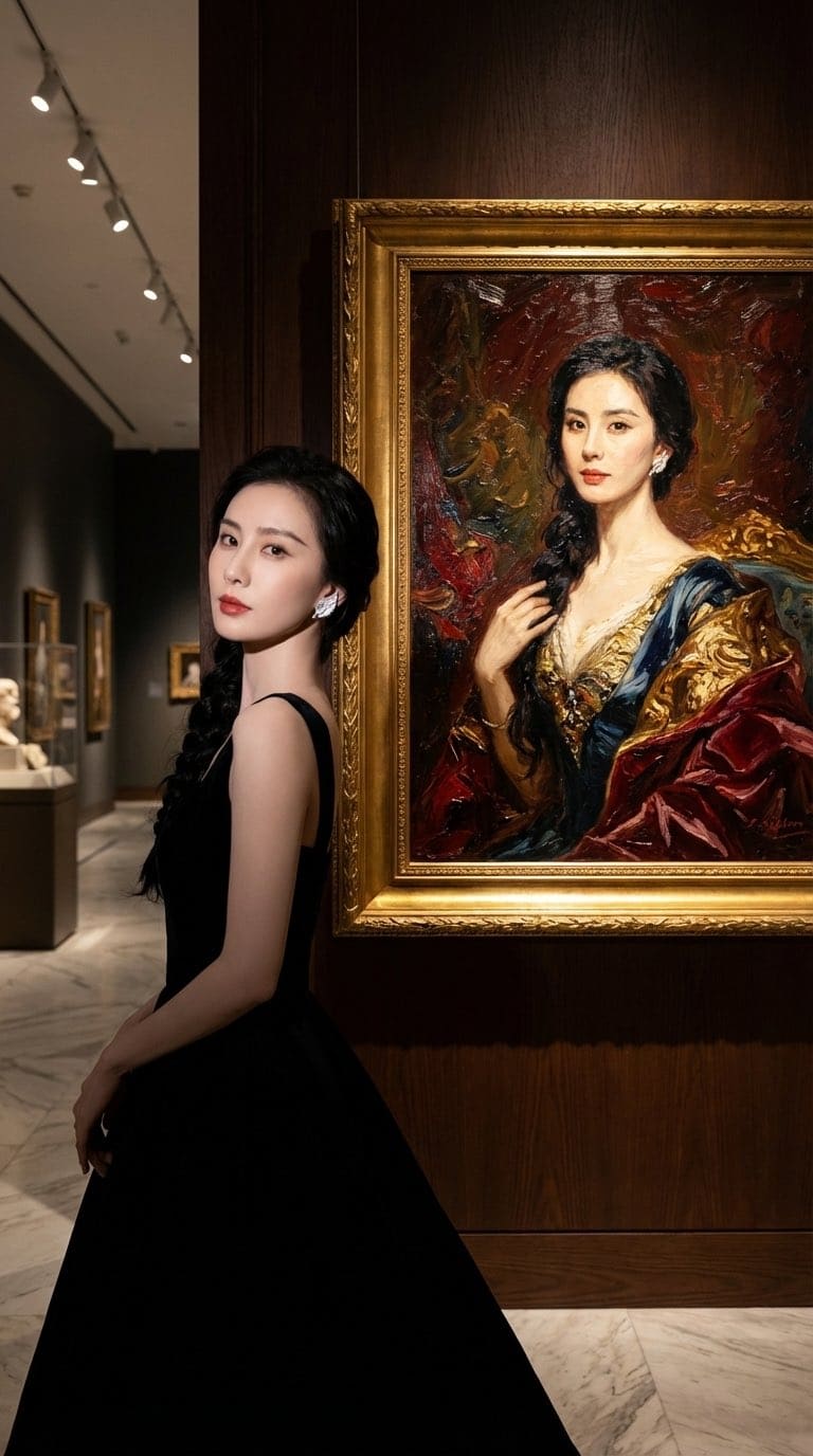 Fine Art Museum Exhibition Portrait – in a museum, AI image made with Nano Banana Pro