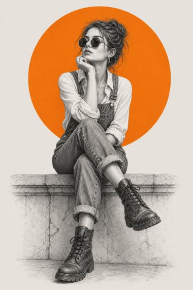 Pencil Sketch Fashion Illustration – woman in denim, AI image made with Nano Banana Pro