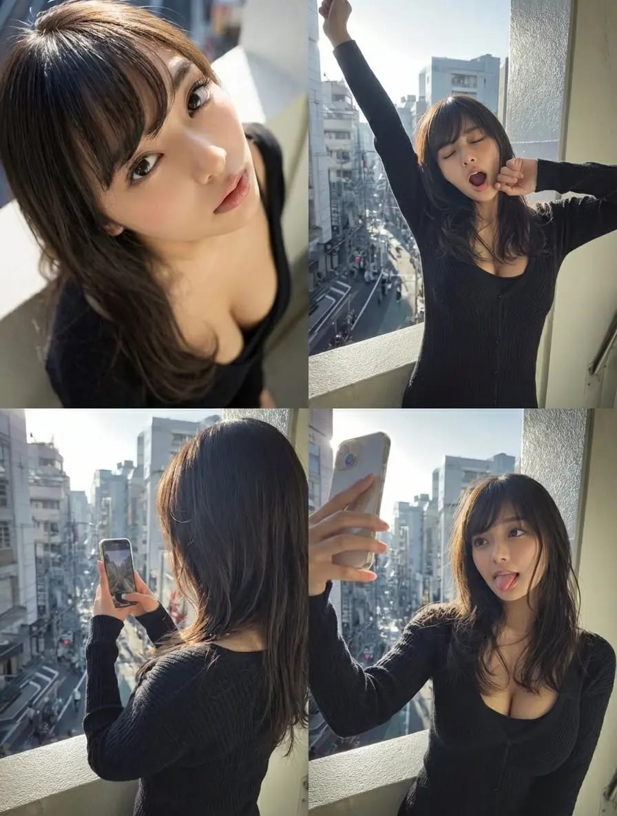 Four-Panel Portrait – woman, AI image made with Nano Banana Pro