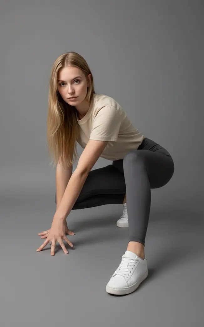 Copy a Pose from a Reference Photo – in a photo studio, AI image made with Nano Banana Pro