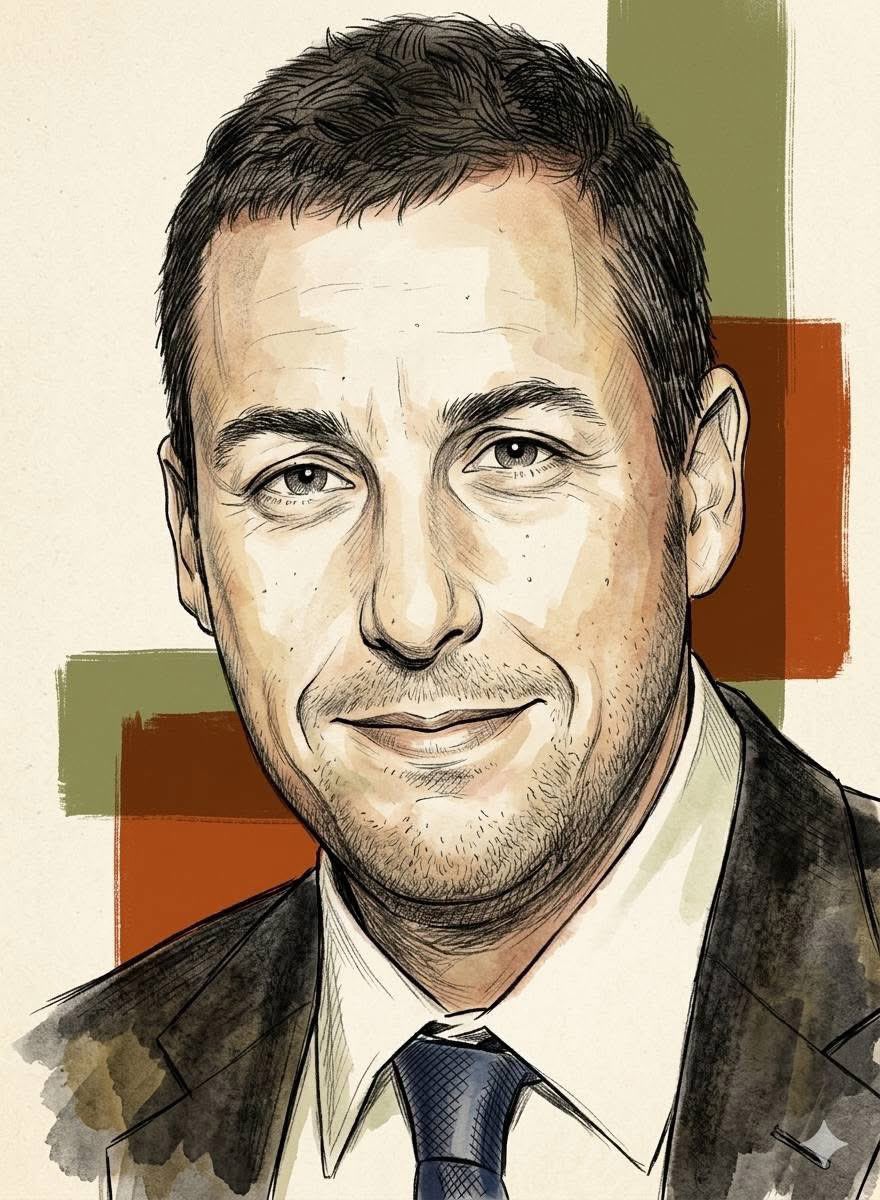 Hand-Drawn Editorial Portrait Illustration, AI image made with Nano Banana Pro