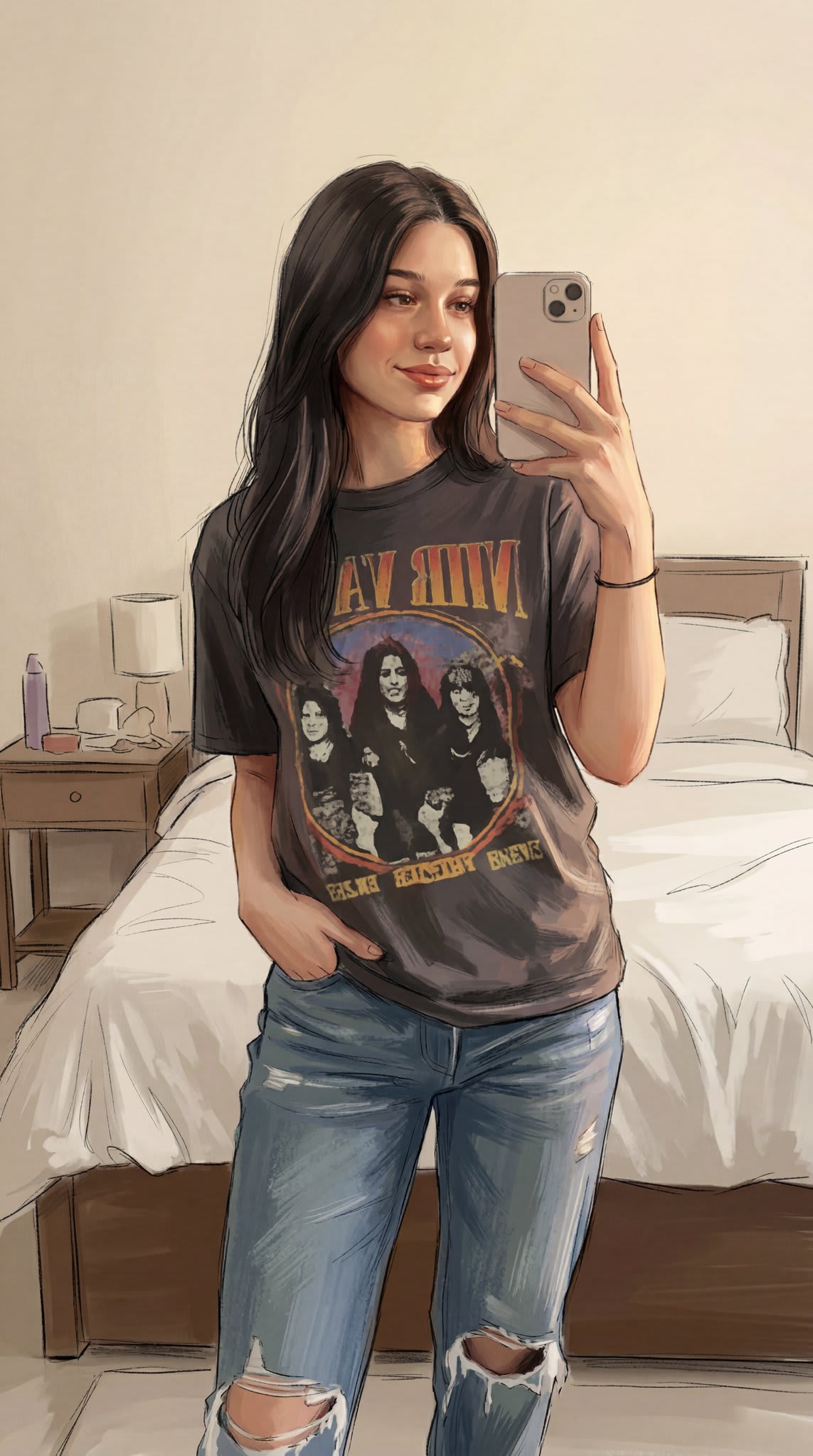 Painterly Digital Sketch Portrait Illustration, AI image made with Nano Banana 2