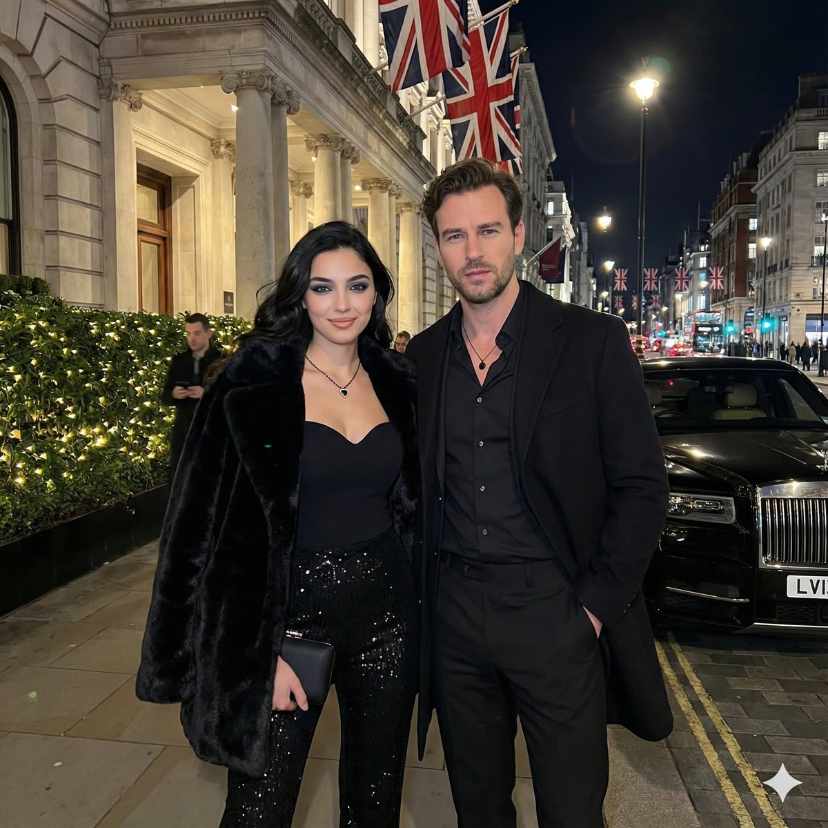 Luxury Couple Portrait Prompt (Night City Scene) – couple in a city street, AI image made with Nano Banana Pro