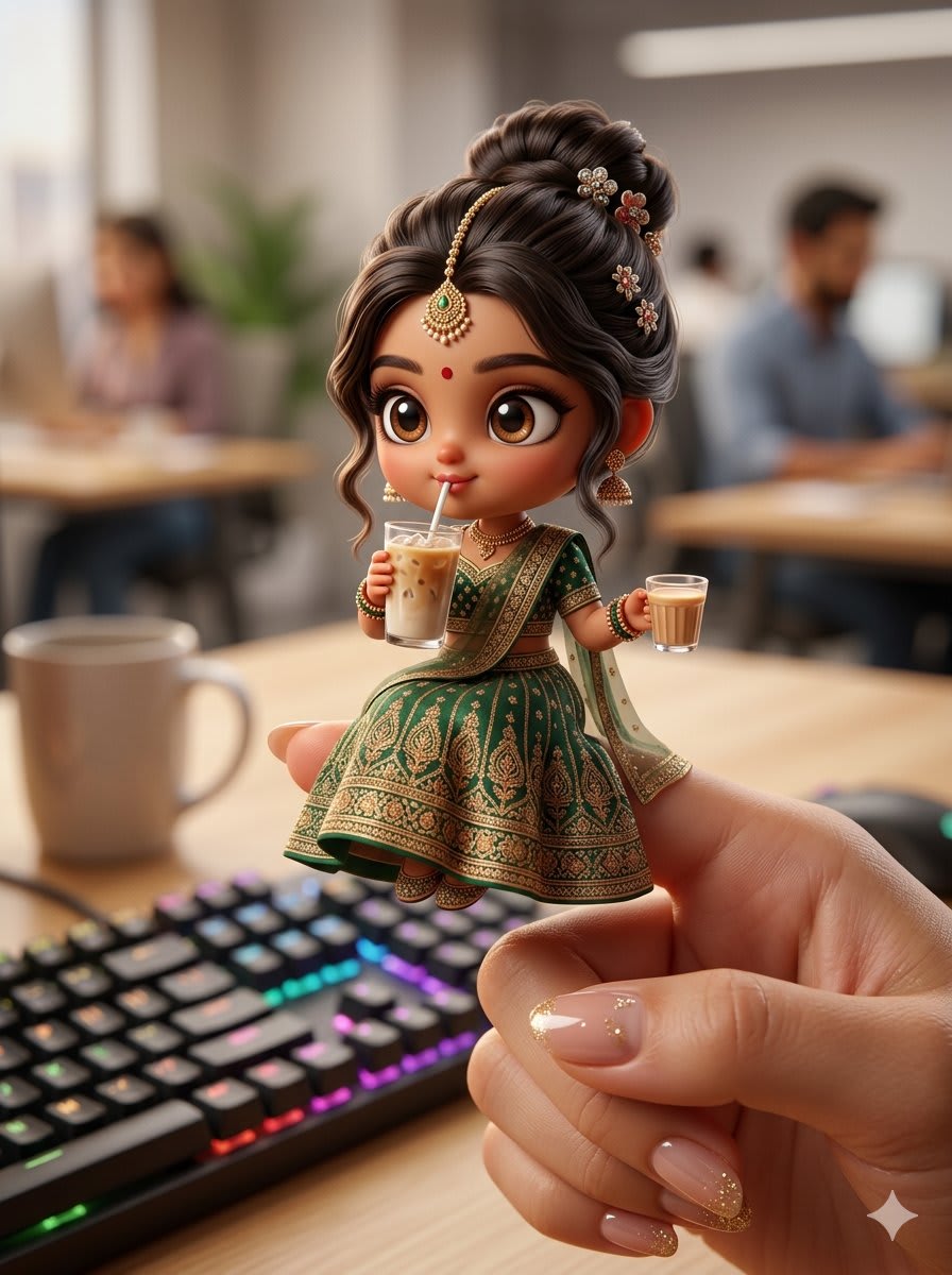 Chibi Doll 3D Miniature Scene – woman in an office, AI image made with Nano Banana Pro