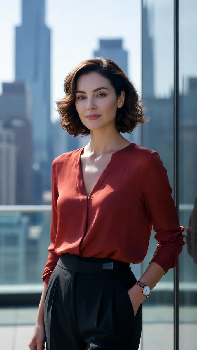 Soft Glam Executive Portrait with Identity Lock – woman in an open field, AI image made with Nano Banana Pro