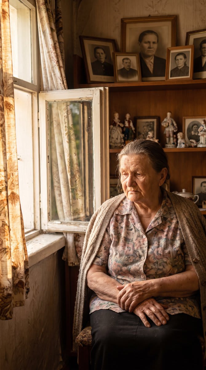 Mother Waiting Portrait – woman, AI image made with Nano Banana Pro