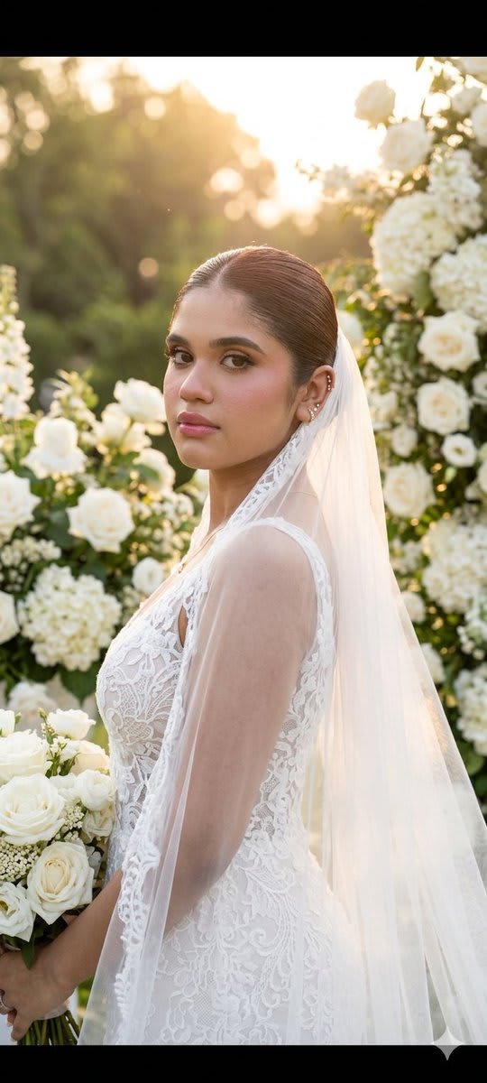 Realistic Bridal Garden Portrait – in a garden, AI image made with Nano Banana Pro