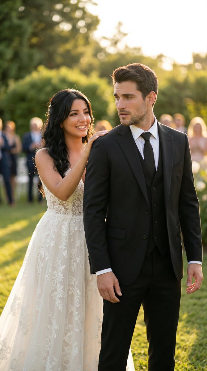 Cinematic Wedding First Look – couple, AI image made with Nano Banana Pro