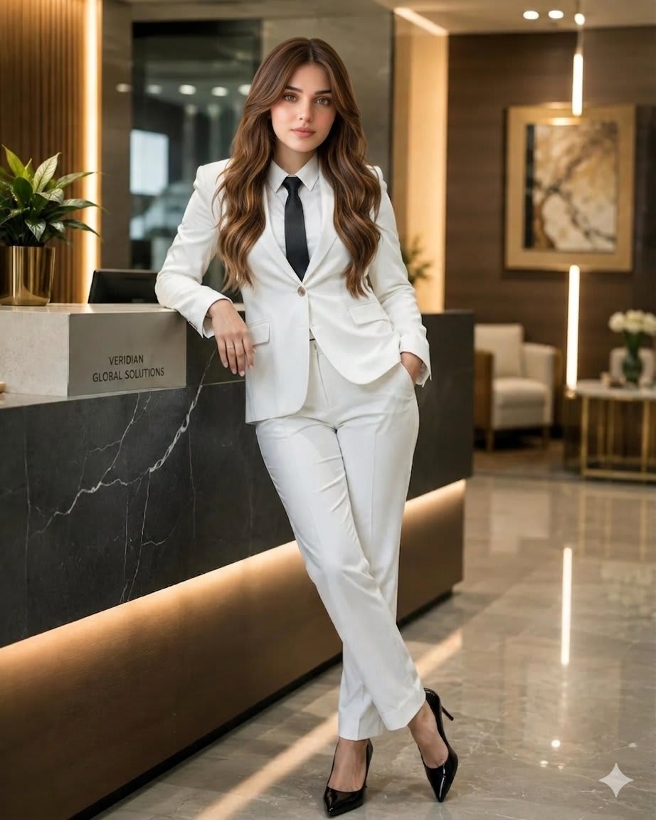 Indian Businesswoman Luxury Office Portrait – in an office, AI image made with Nano Banana Pro