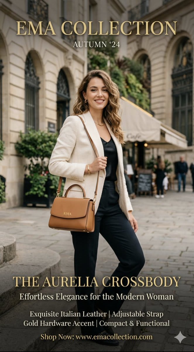 Parisian Street Fashion Advertisement – woman in a blazer in a city street, AI image made with Nano Banana Pro
