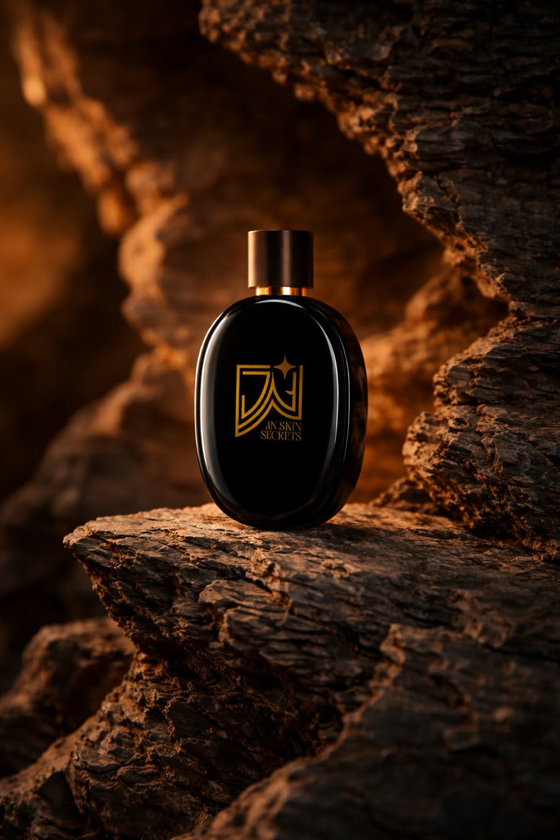 Ultra-realistic Cinematic Product Photograph of Perfume Bottle – in an open field, AI image made with Nano Banana Pro
