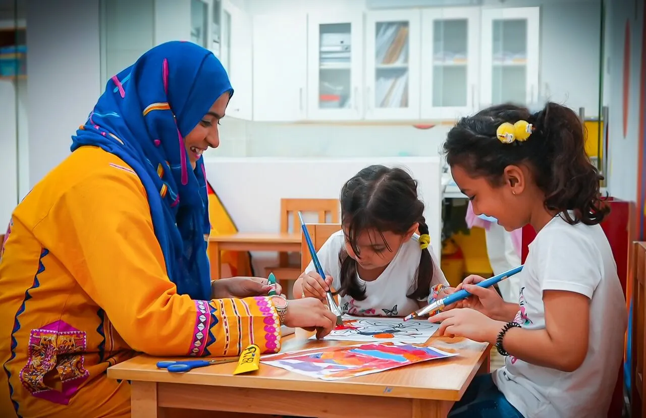 Occupational therapy setup with obstacle course and fine-motor tools