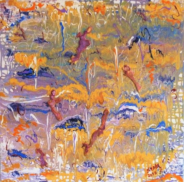 Ballet de geishas  - Technique mixte - 70 x 70.JPG
