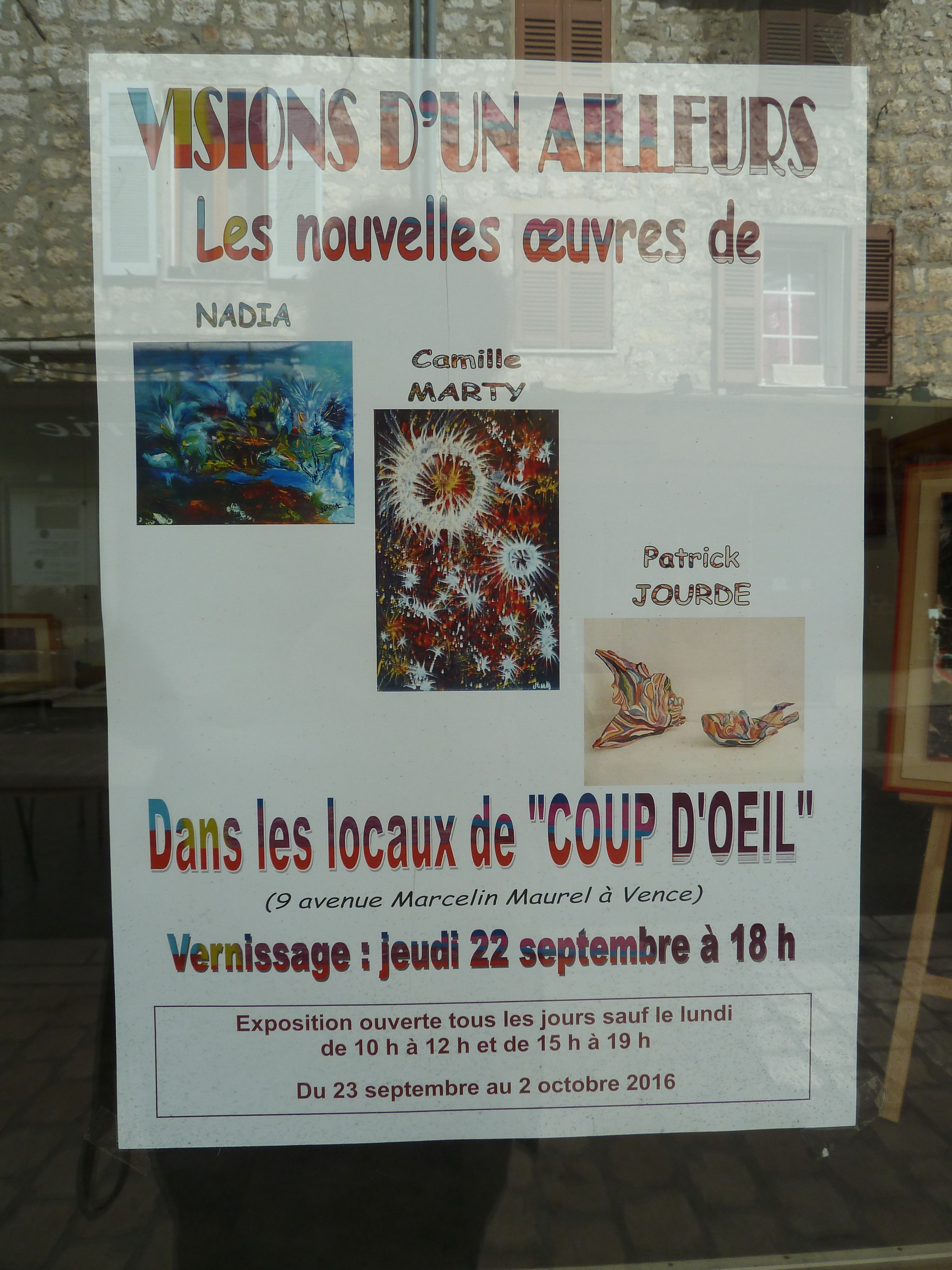 EXPOSITION VISION D'UN AILLEURS A LA GALERIE COUP D'OEIL - VENCE - SEPTEMBRE 2016.JPG
