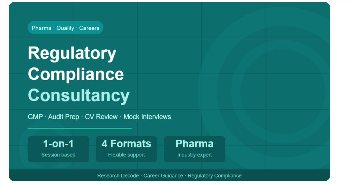Regulatory Compliance Consultancy – Pharma & Quality Systems - Research Decode Consultancy Cover Image