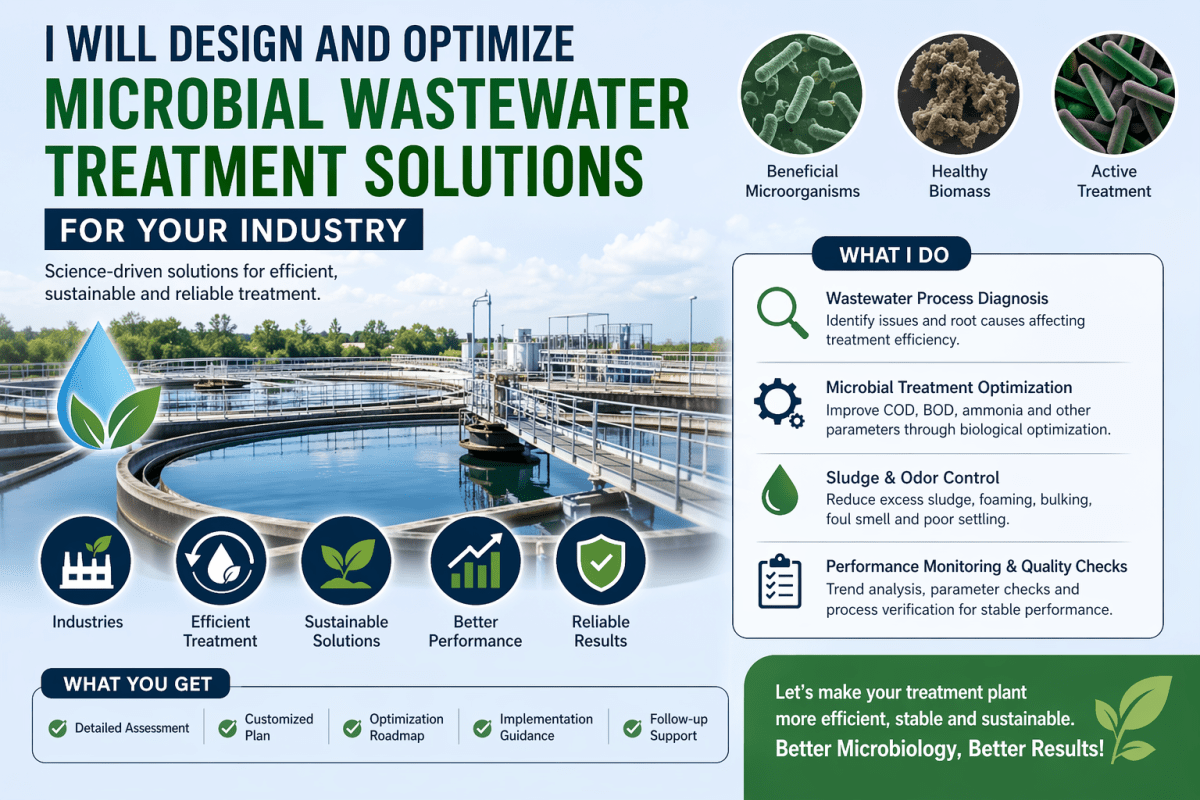 I will design and optimize microbial wastewater treatment solutions for your industry. - Research Decode Consultancy Cover Image