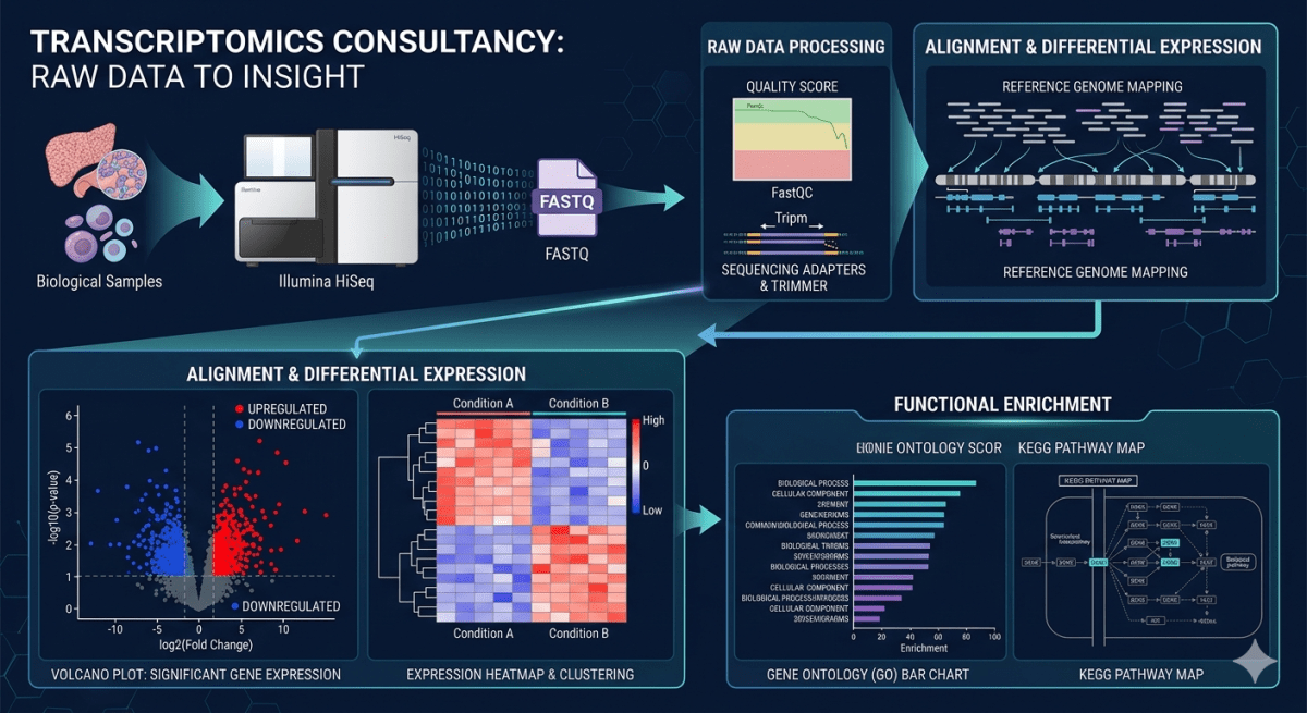 Transcriptomics: Analysis of RNA seq data from raw files - Research Decode Consultancy Cover Image