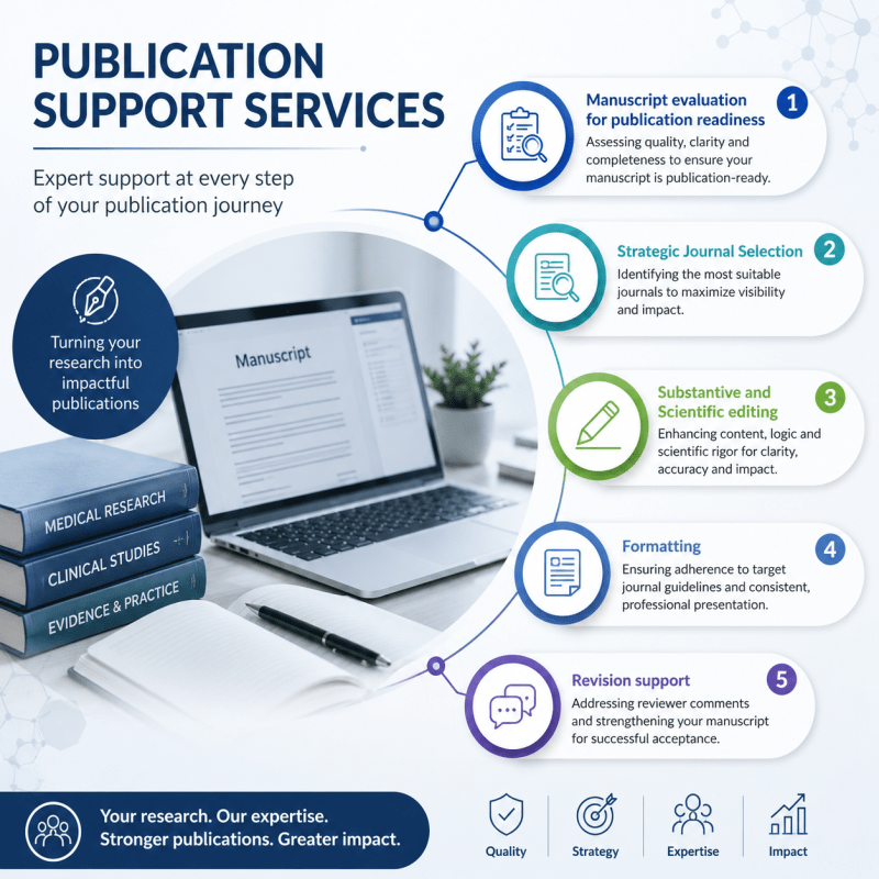 Publication support- Journal selection, pre-submission peer review, manuscript writing and evaluation - Research Decode Consultancy Cover Image