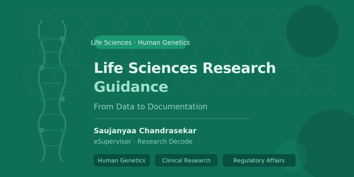 Life Sciences Research Guidance – From Data to Documentation - Research Decode Consultancy Cover Image