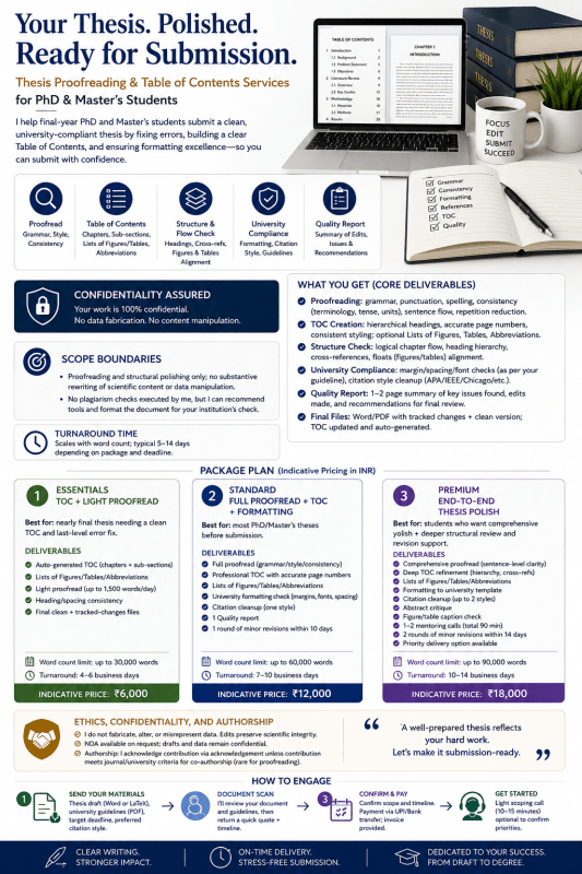 Thesis Polish - Proof-reading + Professional Table of Contents Preparation - Research Decode Consultancy Cover Image