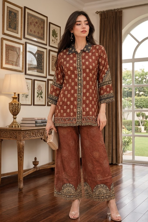 Rust Arabesque Fusion Co-ord Set
