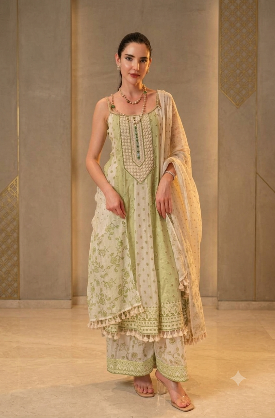 The Emerald Grace Anarkali & Palazzo Set