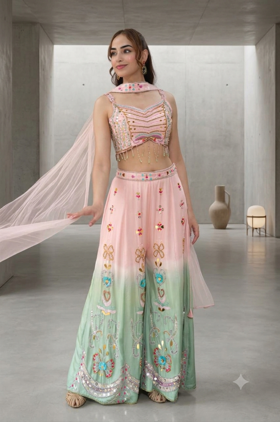 The Aura Ombré PDP Choli Plazo Set