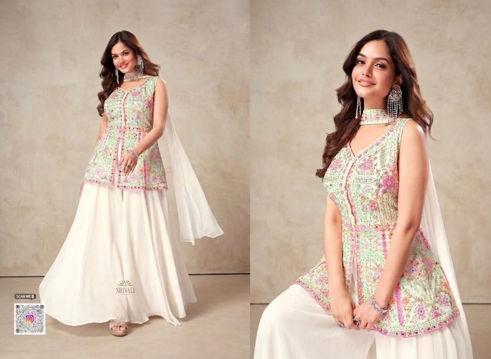 The Mint & Ivory Meadow Sharara Set