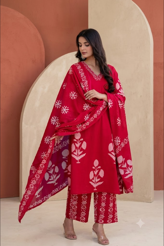 The Crimson Bloom Kurta Set