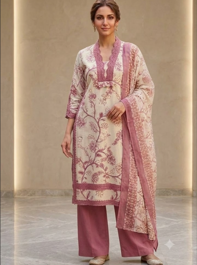 The Mauve Vine Cotton Kurta Set