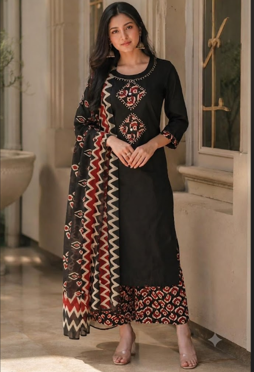 Noir Bandhani Kurta Set