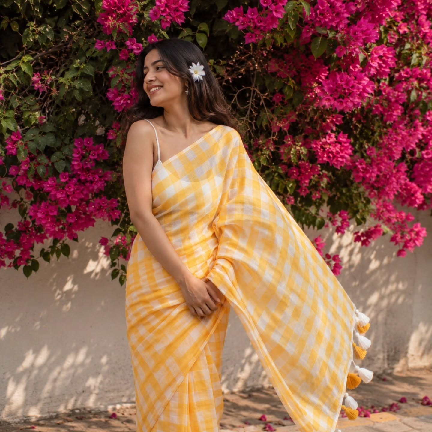 The Bougainvillea Summer Muslin Cotton Saree