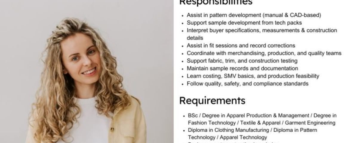 Intern – Pattern & Sample Development Research & Development