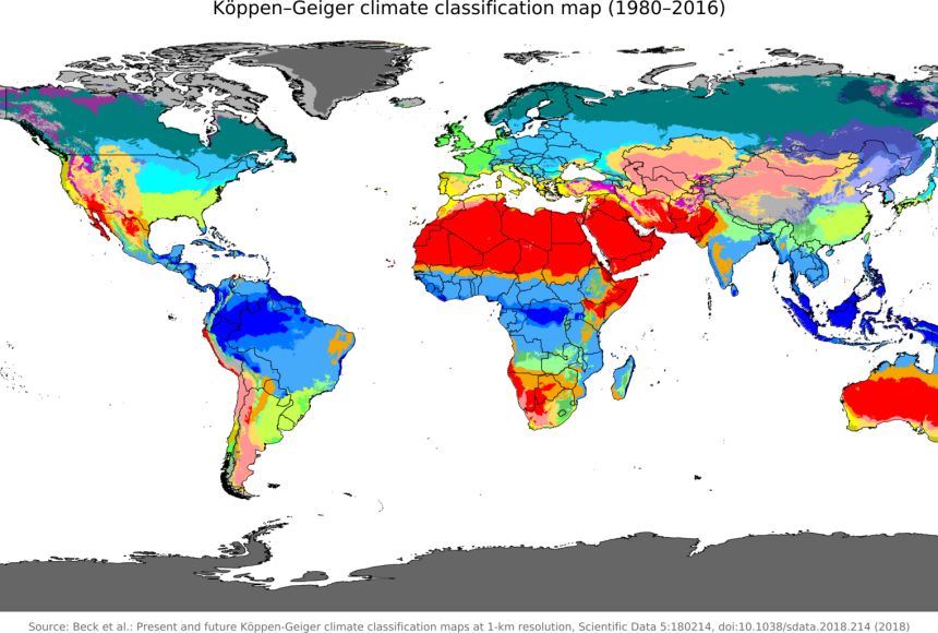 Koppen Climate Zones Map