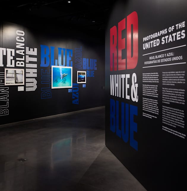 A photo from inside the "Red, White & Blue" exhibition