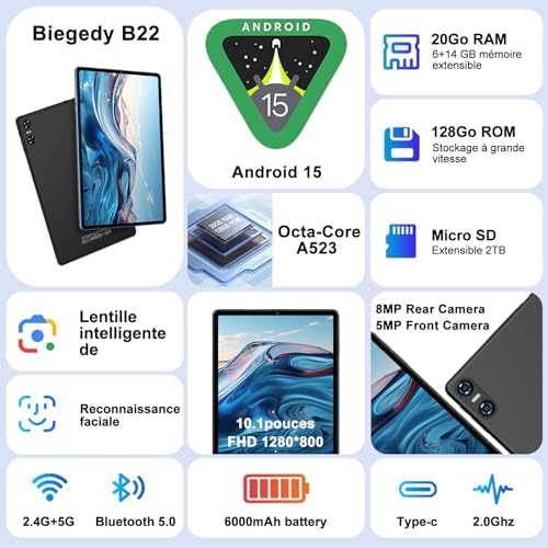 Vue 2 de Tablette Android Tablette Pouces