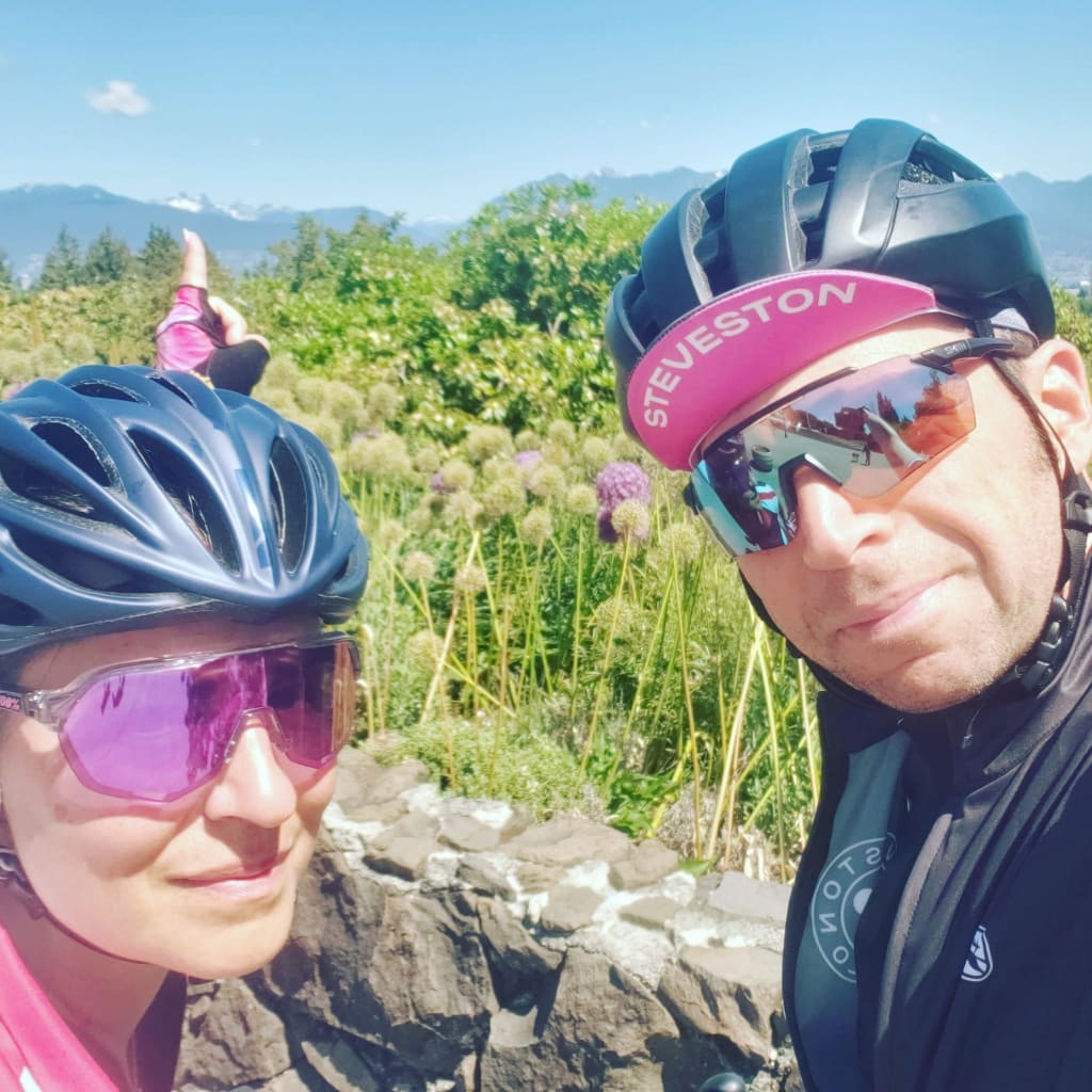 Chelsea and Giovanni Martorella on a training ride ahead of Capilano Volkswagen Cypress Challenge