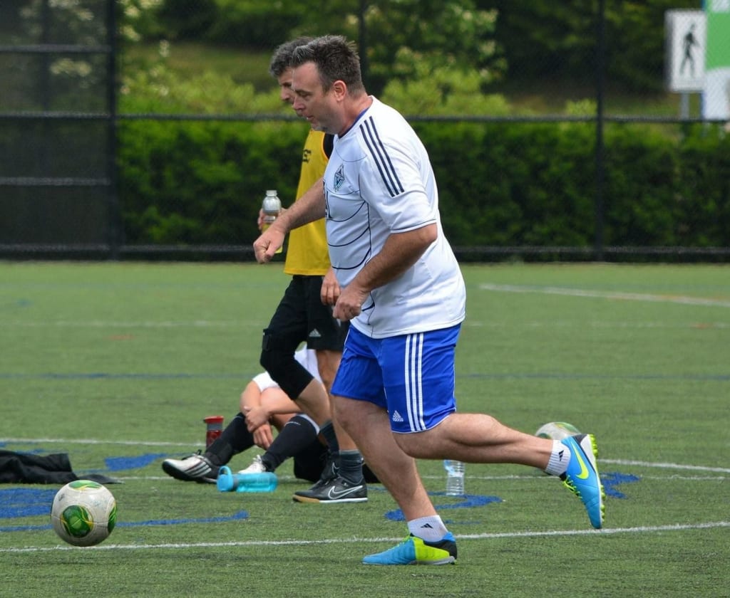 Colin Wood playing soccer in Vancouver Whitecaps jersey