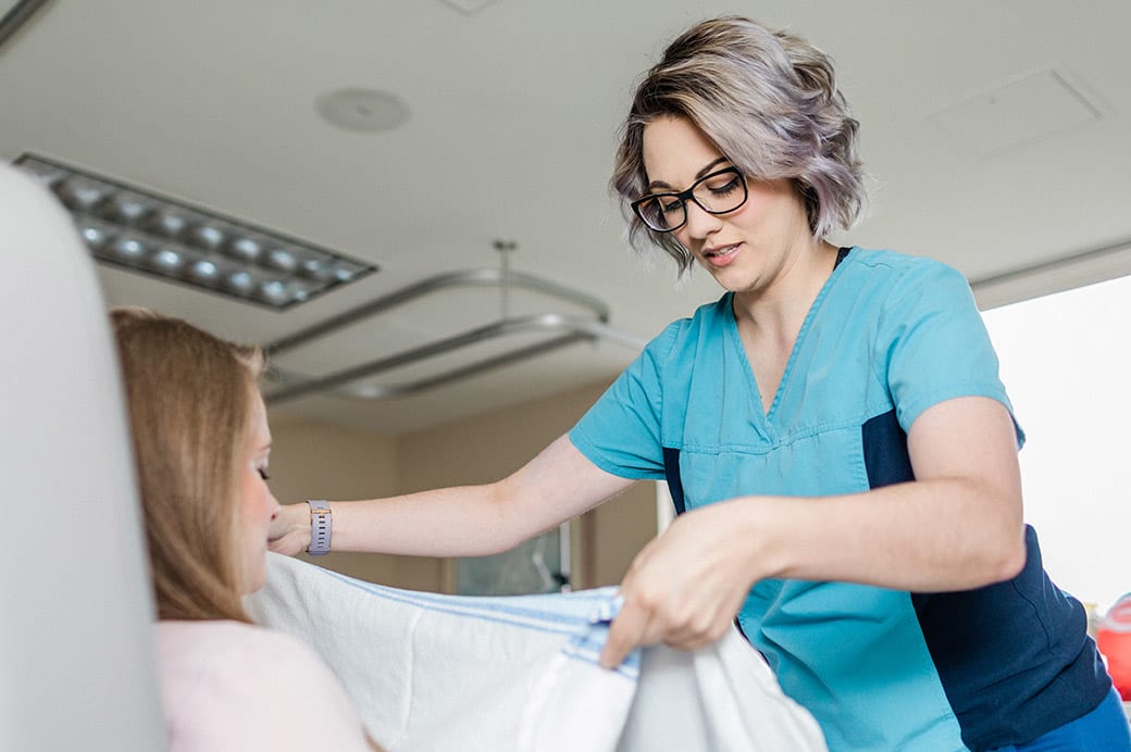 Nurse caring for patient