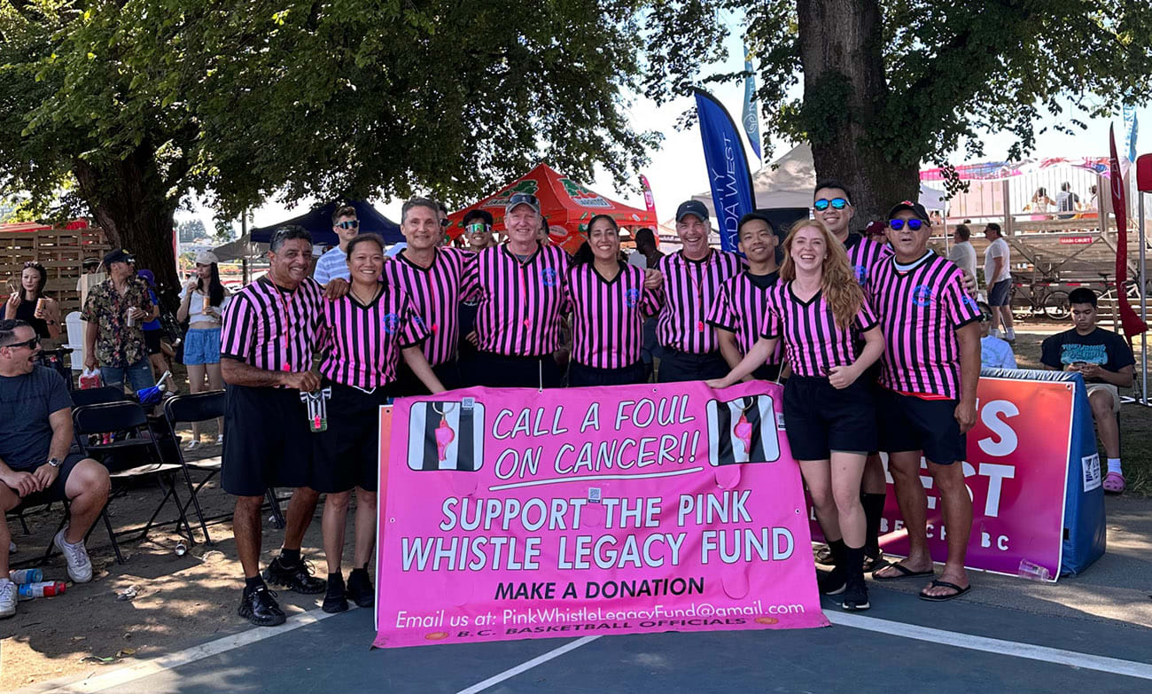 Referees supporting the Pink Whistle Legacy Fund