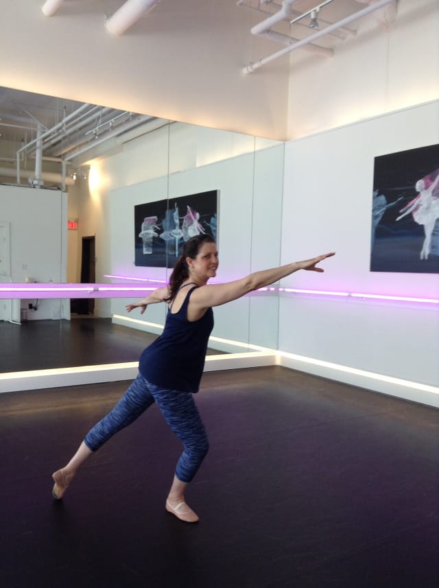 Allison doing ballet for Workout to Conquer Cancer.