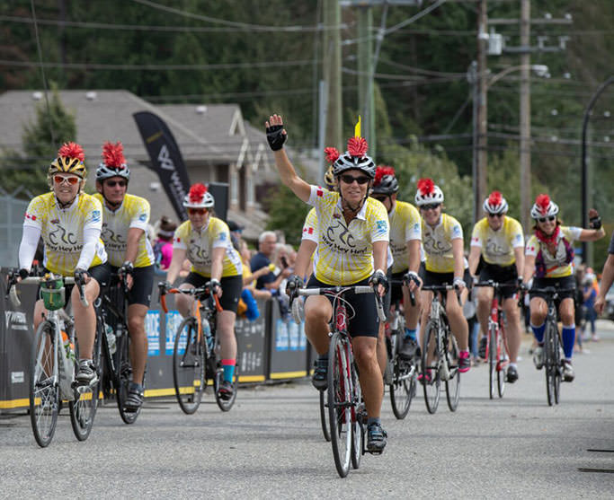 BC Cabinet Minister Selina Robinson riding with Team Way Hey Hey at the Tour de Cure