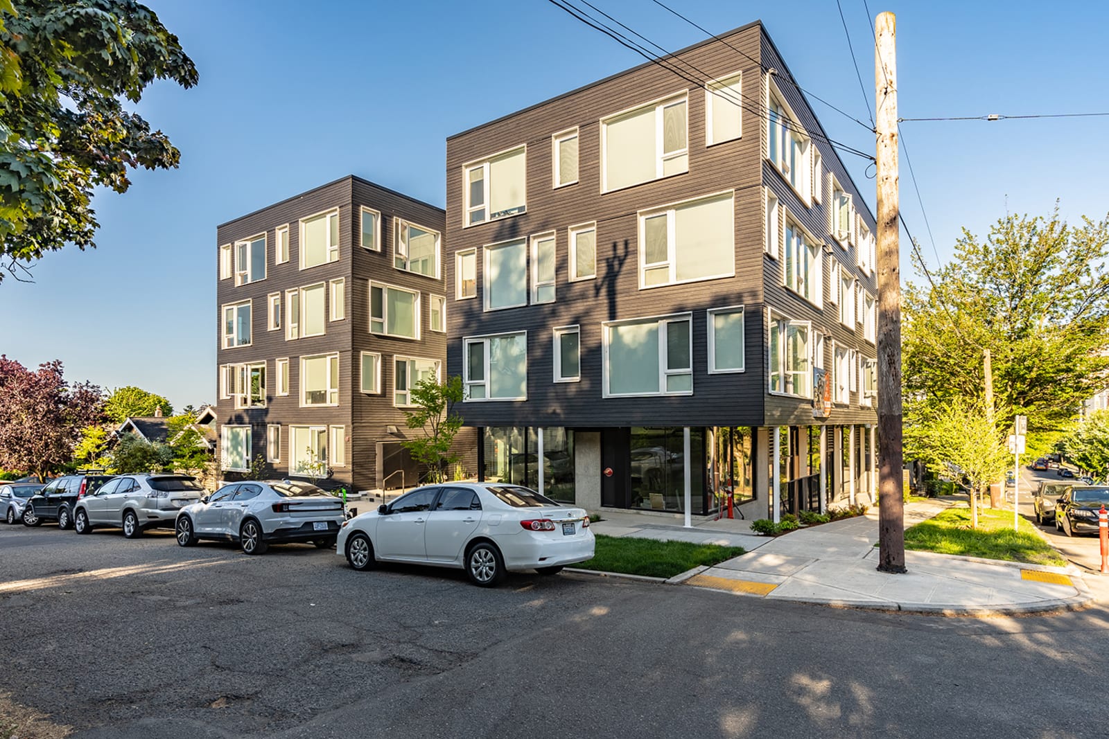 A contemporary apartment community in the Arboreal Management portfolio
