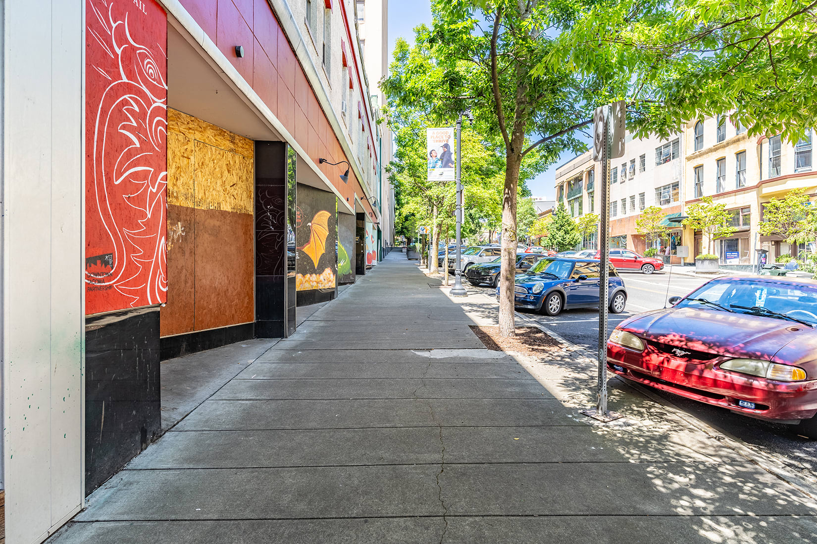 Commercial strip prior to renovation