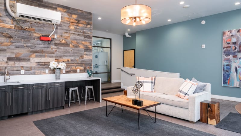 Resident lounge and shared kitchenette at Pearl Studios